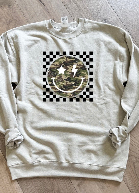 Camo Smiley Checkered Graphic