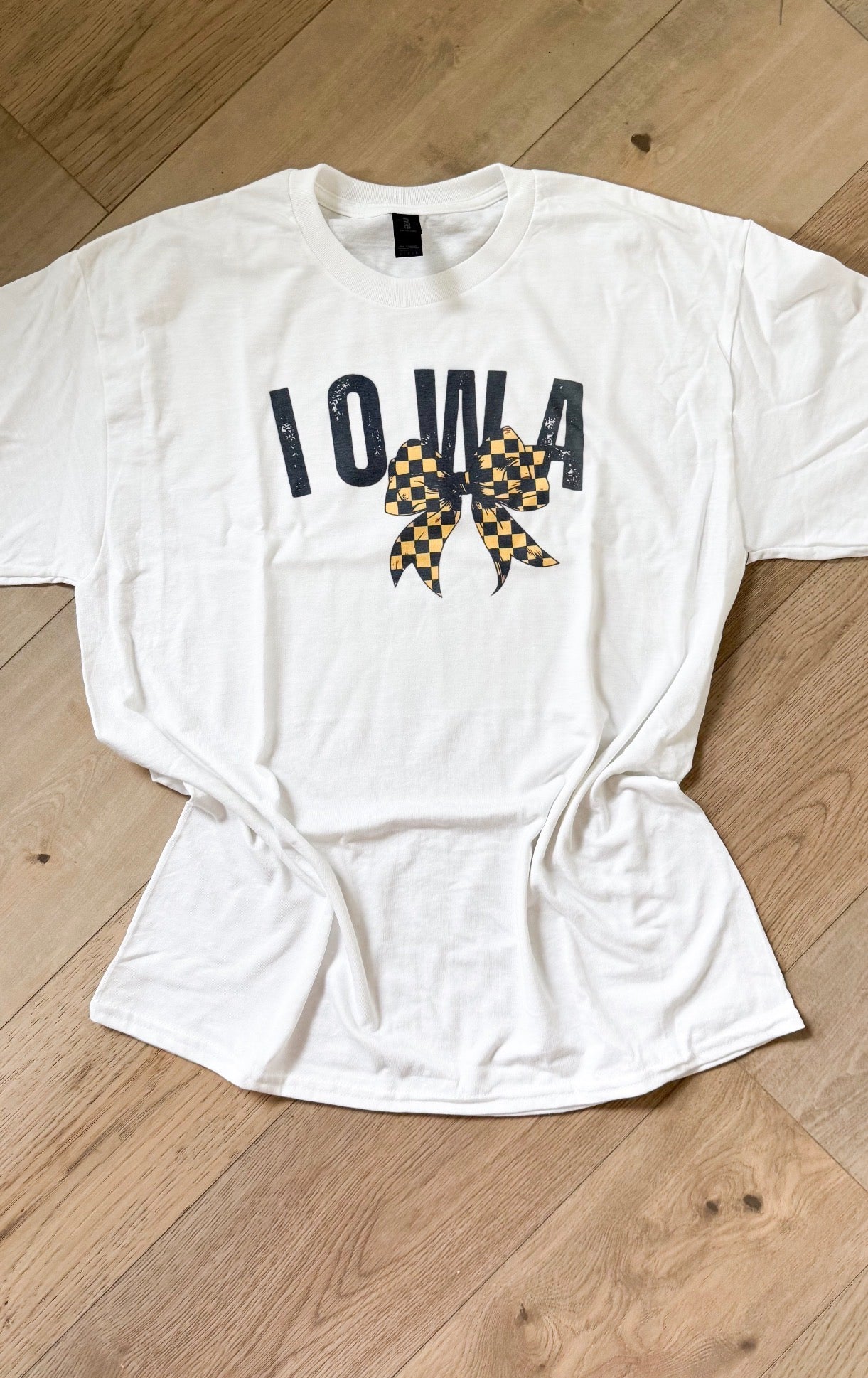 Iowa Checkered Bow Tee/Crew