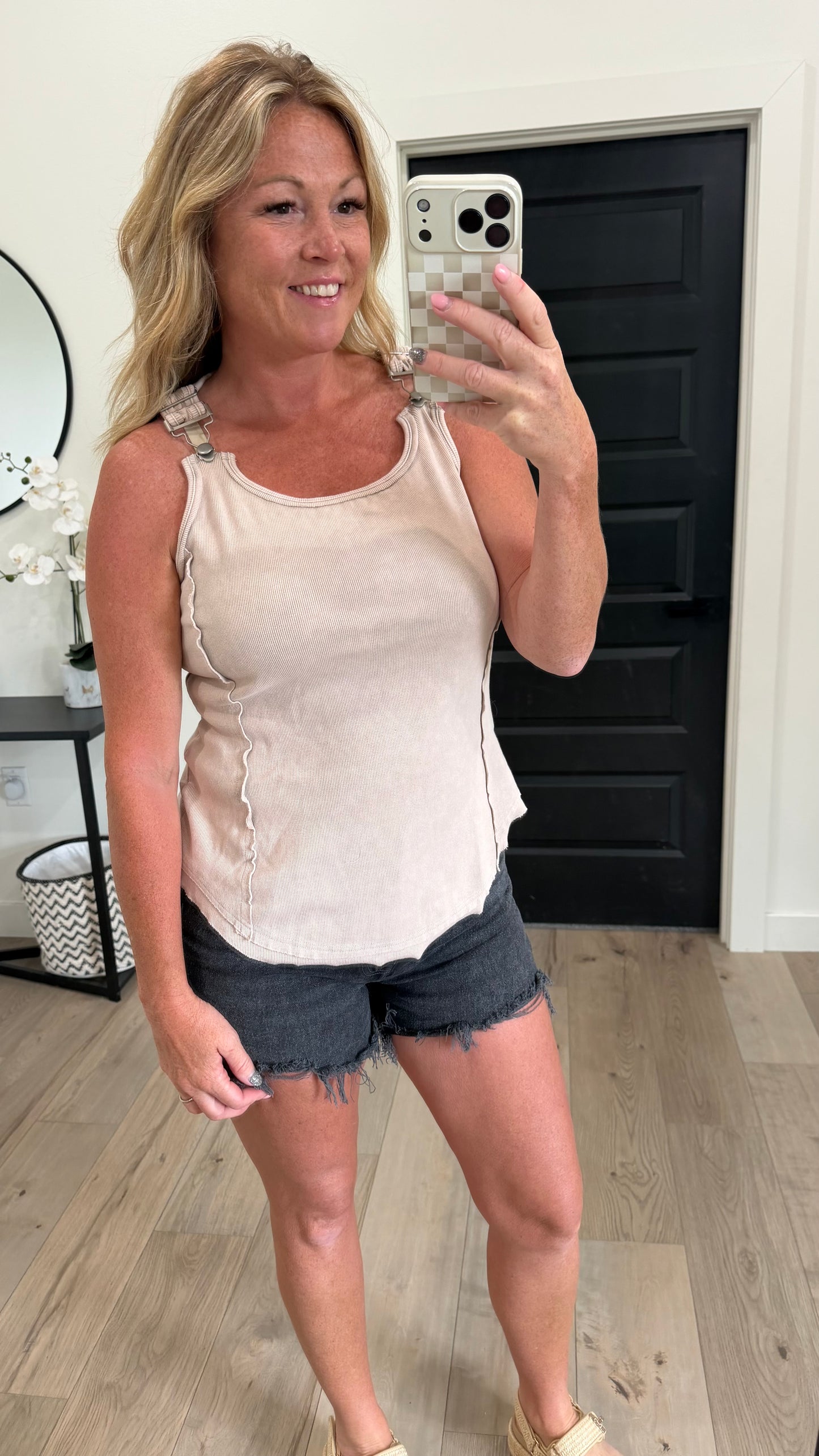 Washed Knit Buckle Tank