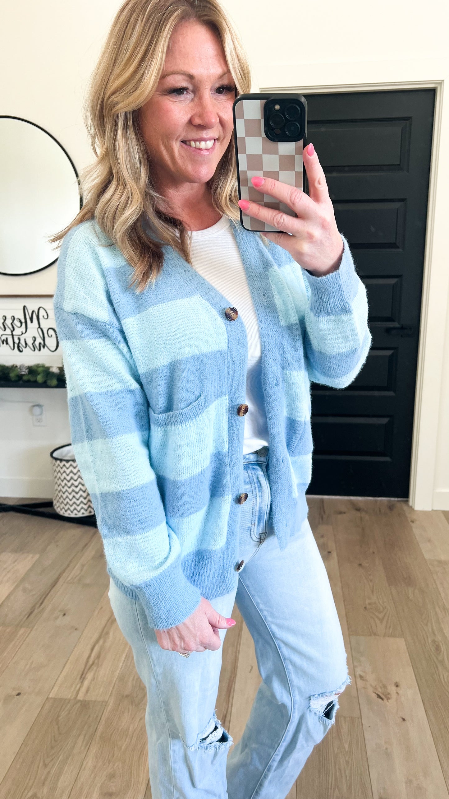 Striped Fuzzy Cardigan