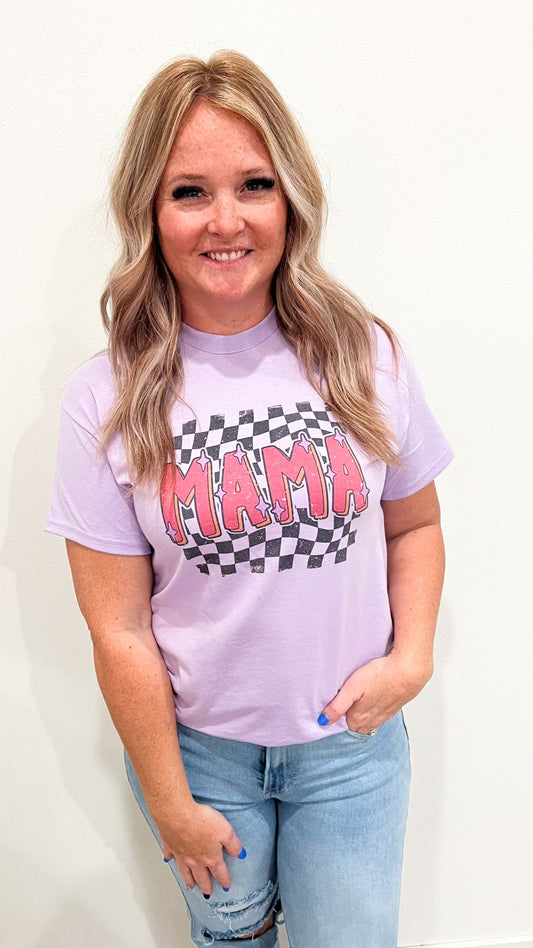 Checkered Colored Mama Graphic Tee
