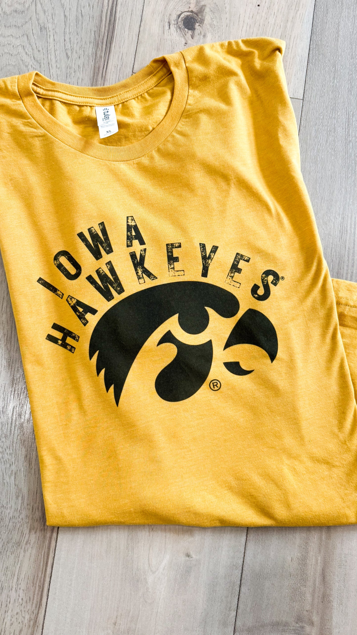 Curved Iowa Hawkeyes Graphic Tee