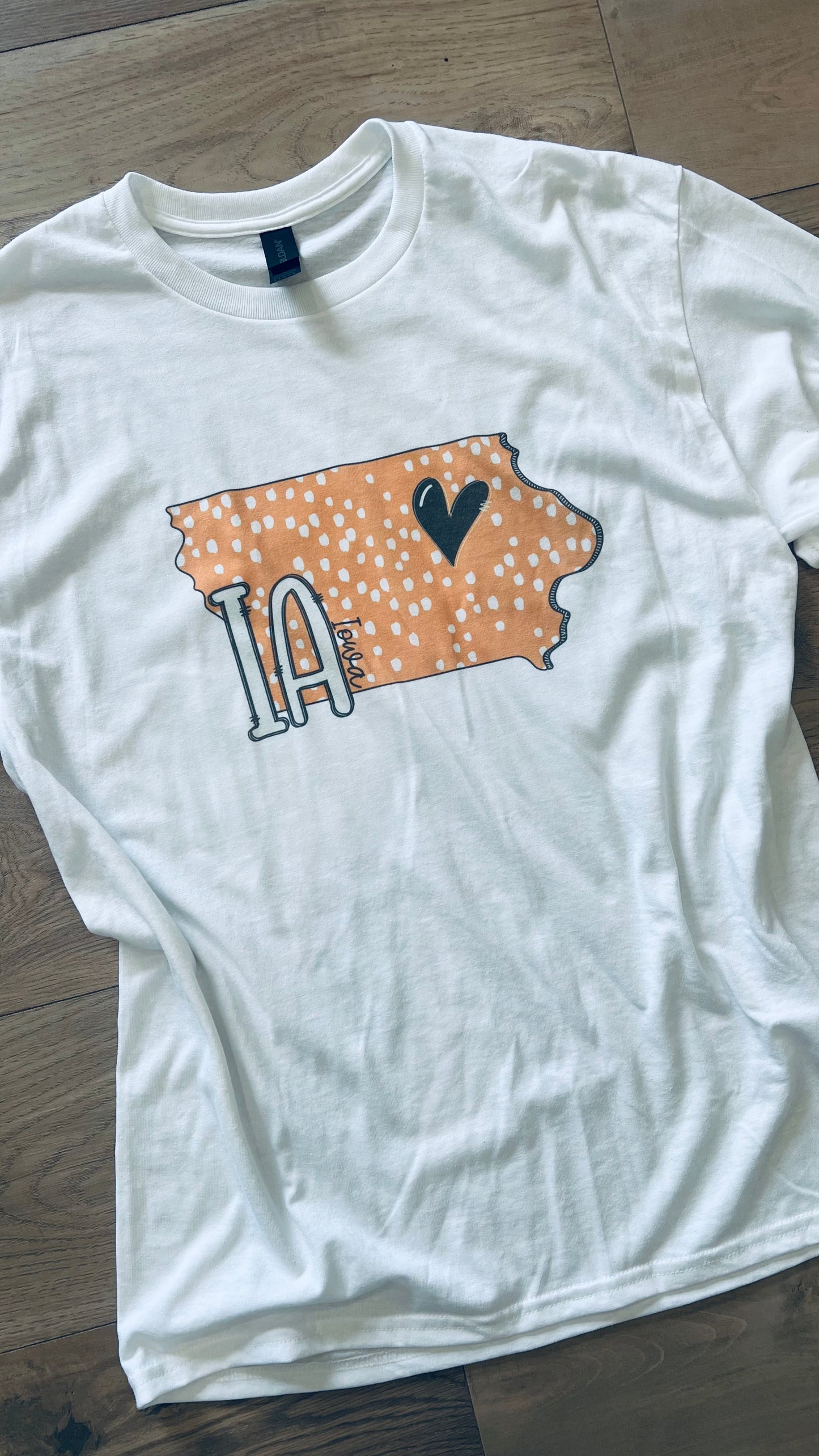 State of Iowa Heart Tee or Crew