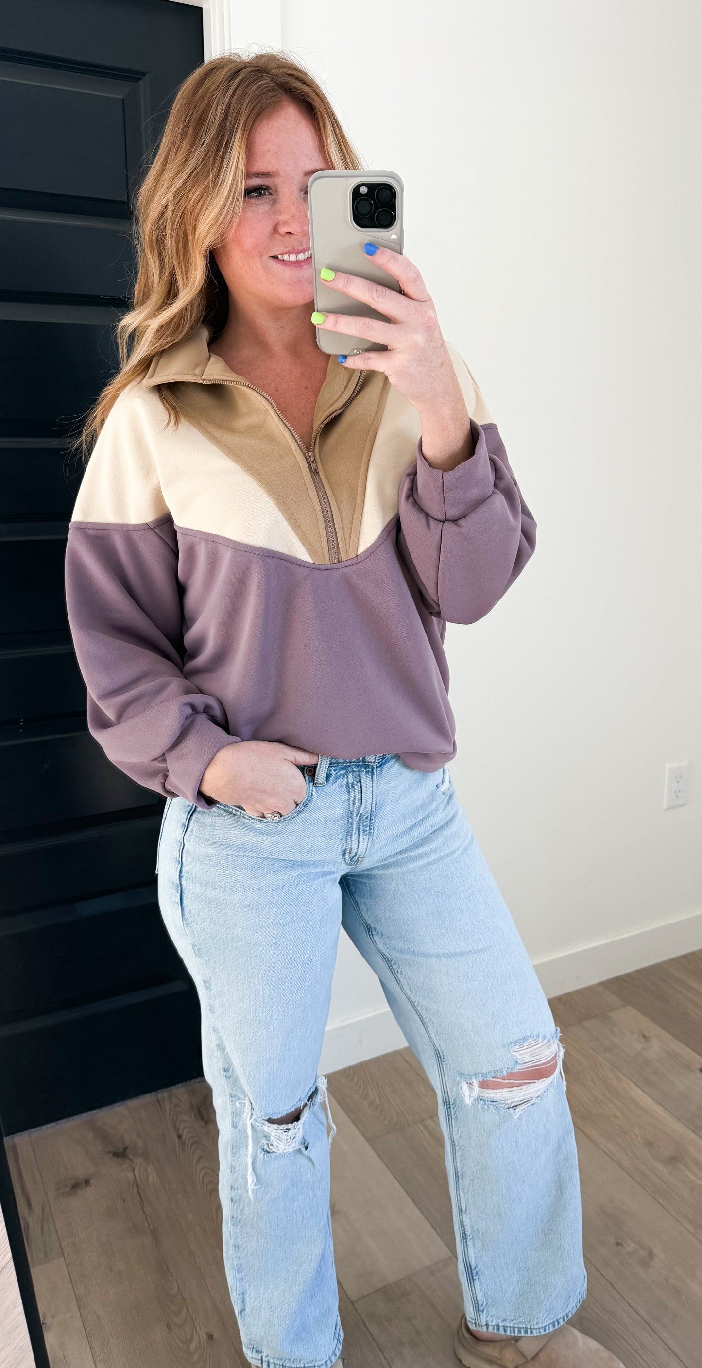 Color Block Collared Pullover