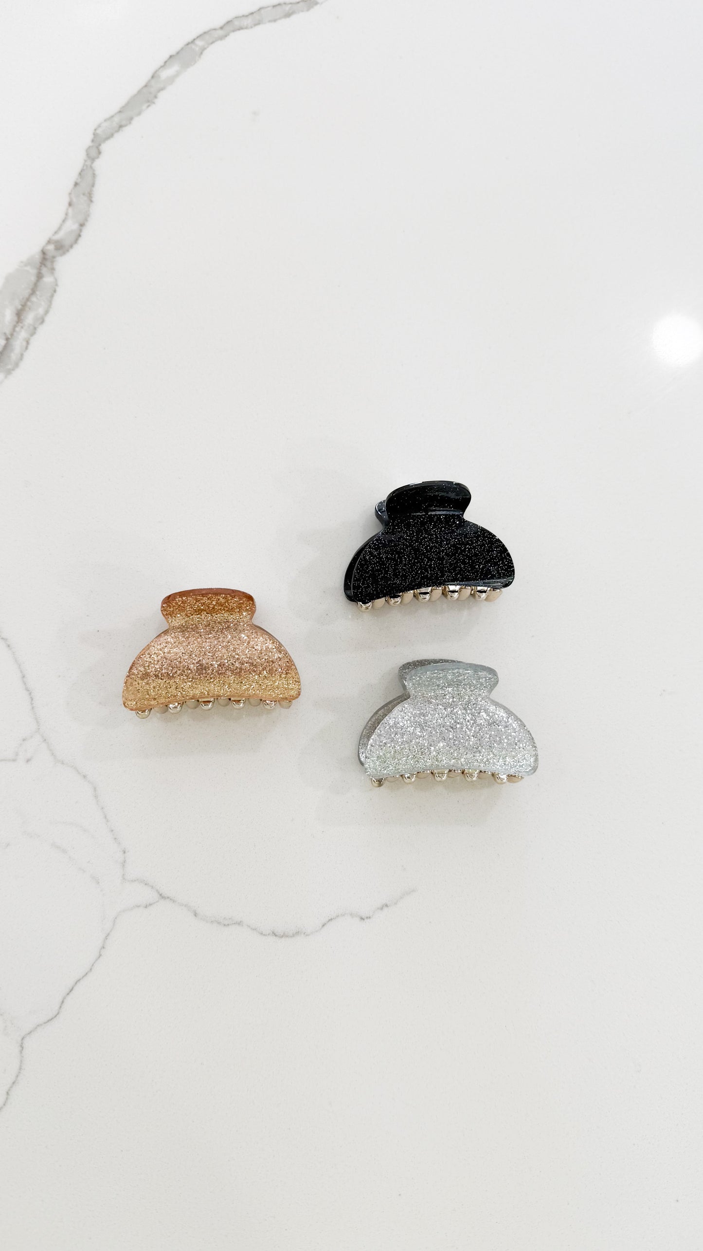 3 Piece Assorted Glitter Hair Clips