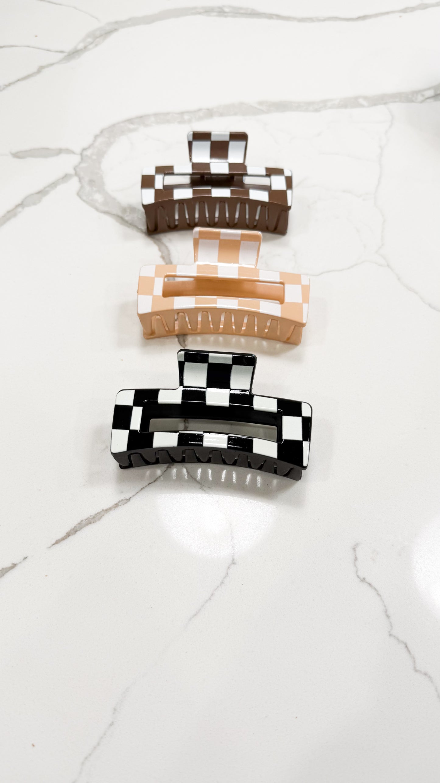 3 Piece Checkered Hair Clips