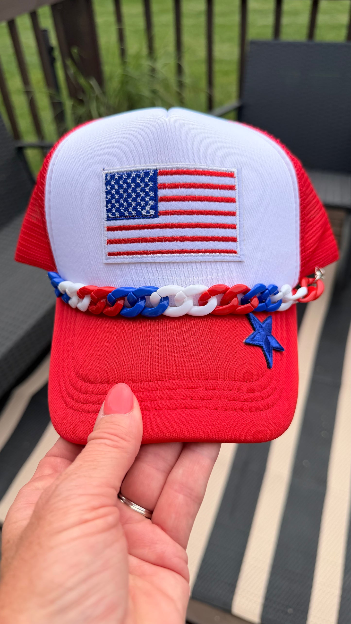 4th Trendy Flag Trucker Hat