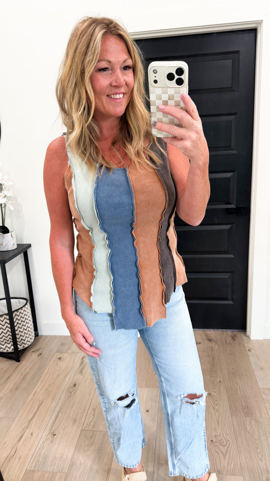 Exposed Seam Colorful Tank