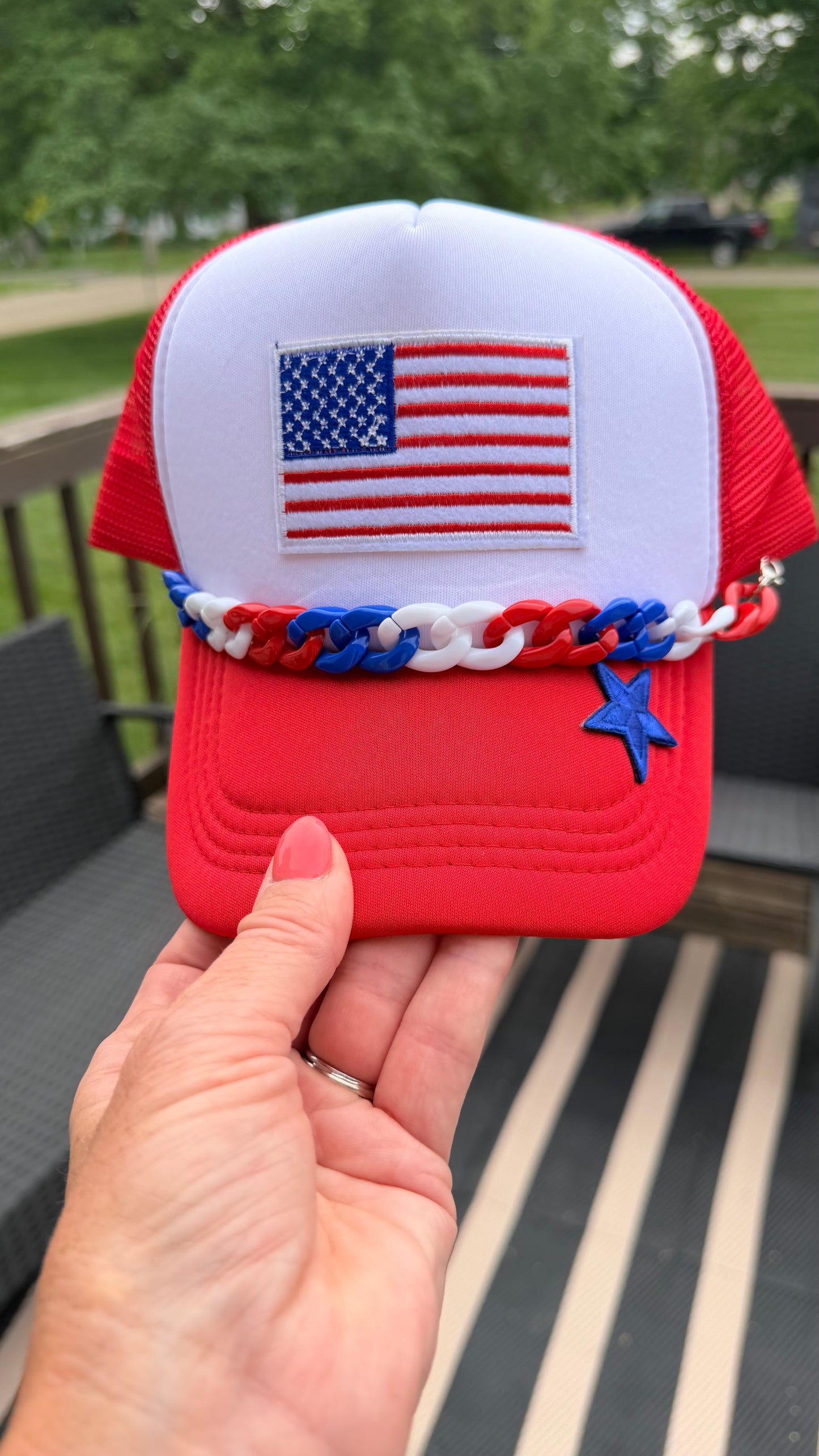 4th Trendy Flag Trucker Hat