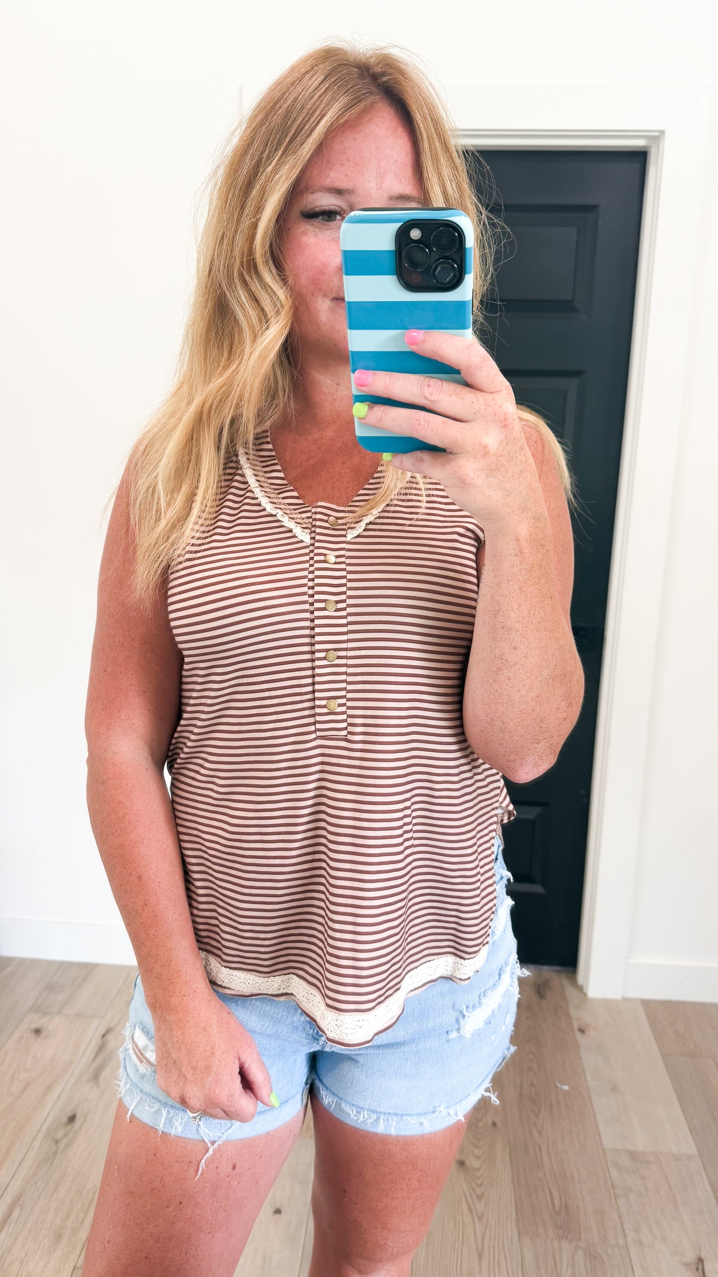 Striped Lace Trim Tank