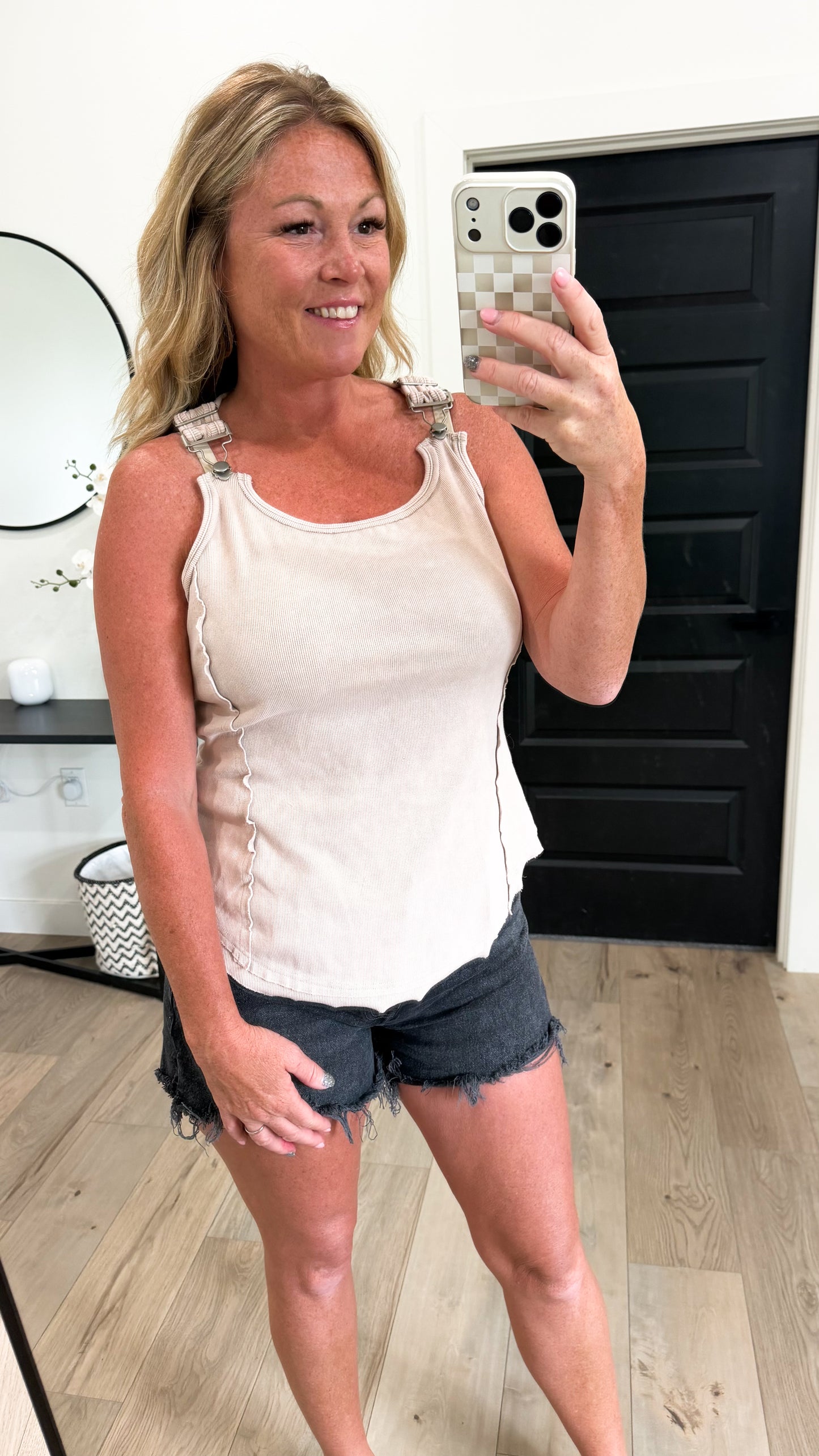 Washed Knit Buckle Tank
