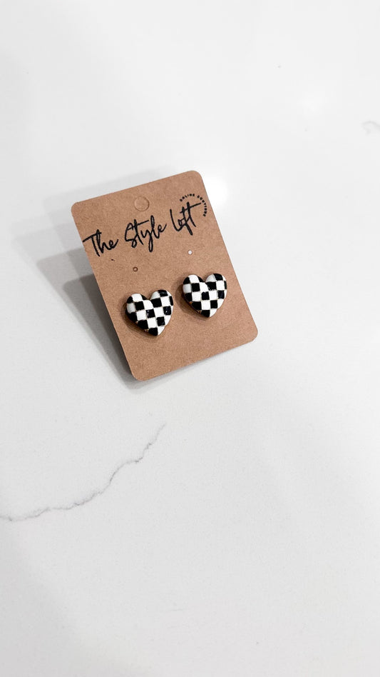 Checkered Heart Earring
