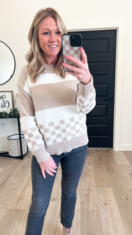 Color Block Checkered Sweater