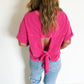 Ribbed Tie Back Short Sleeve