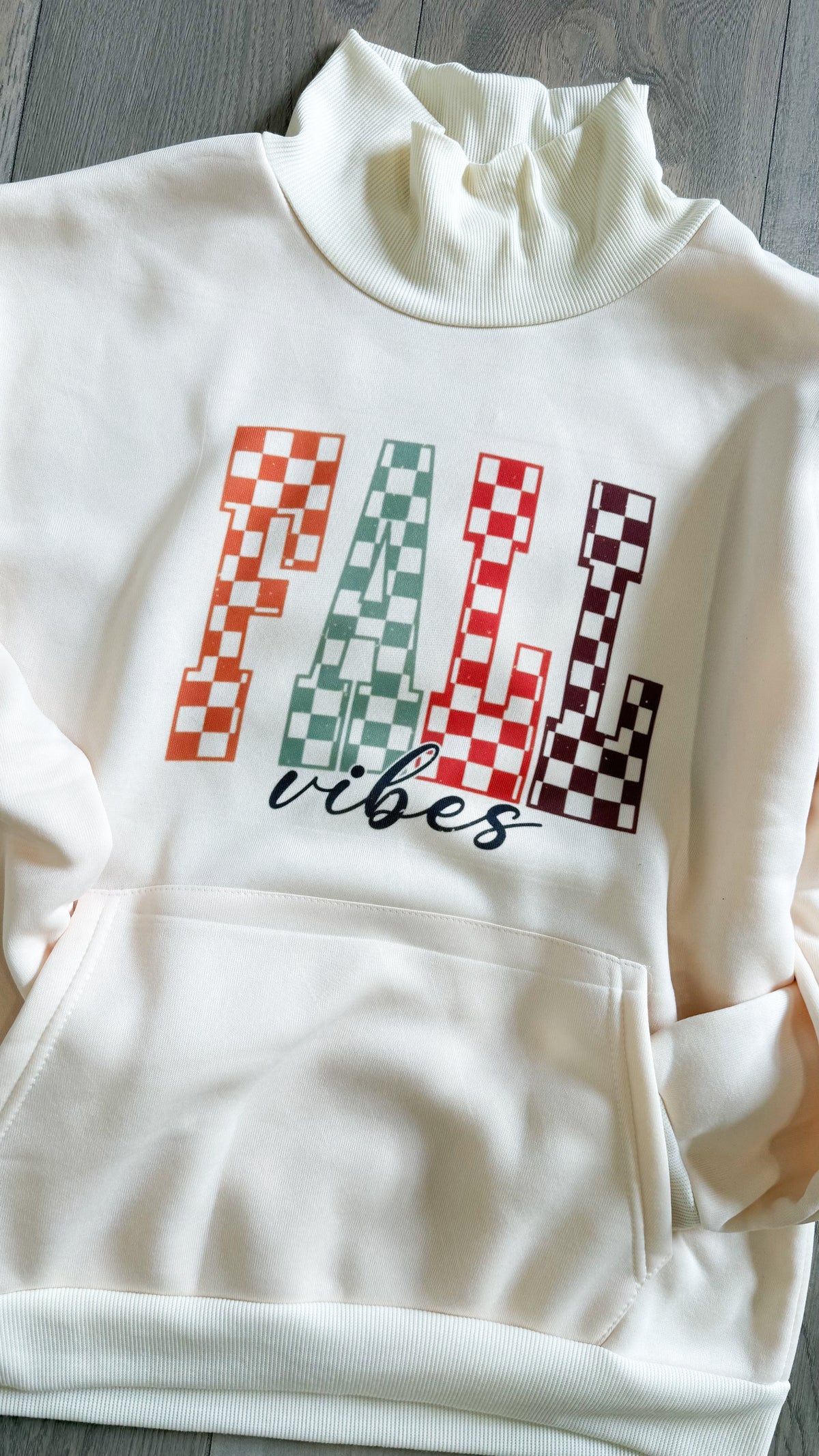 Checkered Fall Vibes Mock Neck