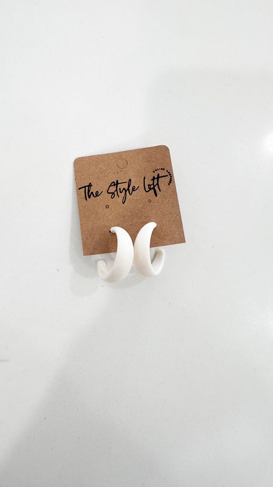 Medium Cream Hoop Earring