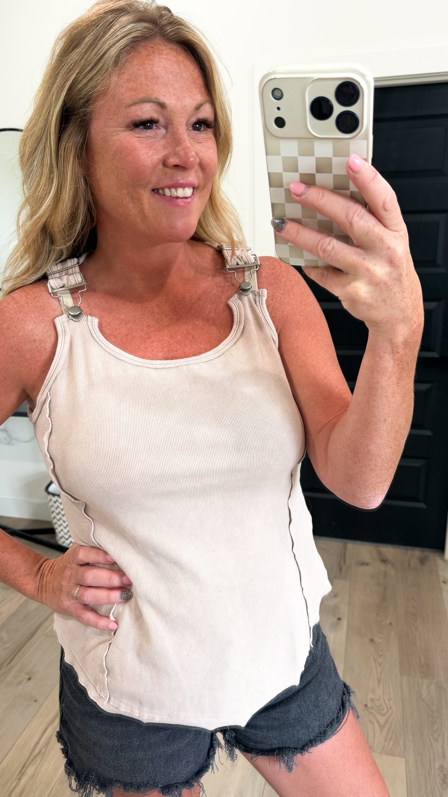 Washed Knit Buckle Tank