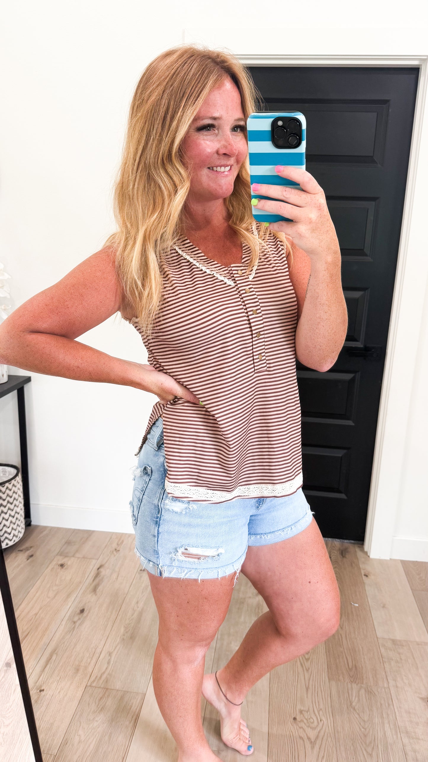 Striped Lace Trim Tank