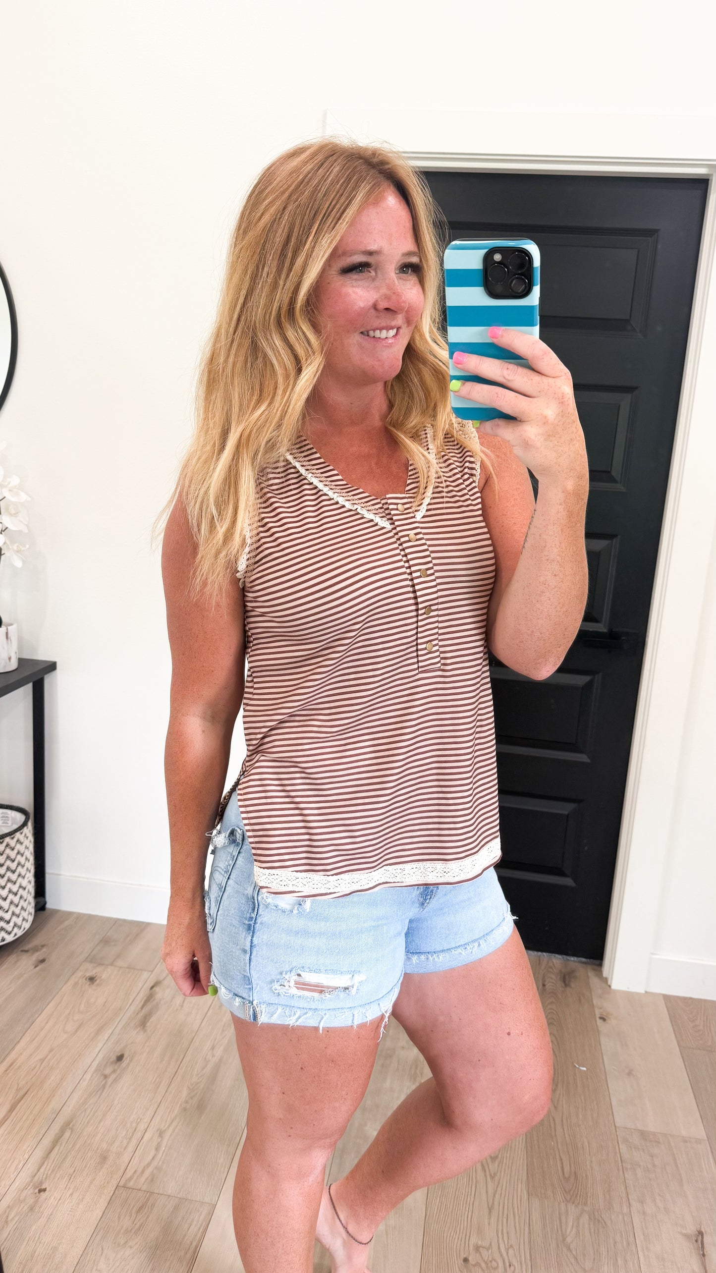 Striped Lace Trim Tank