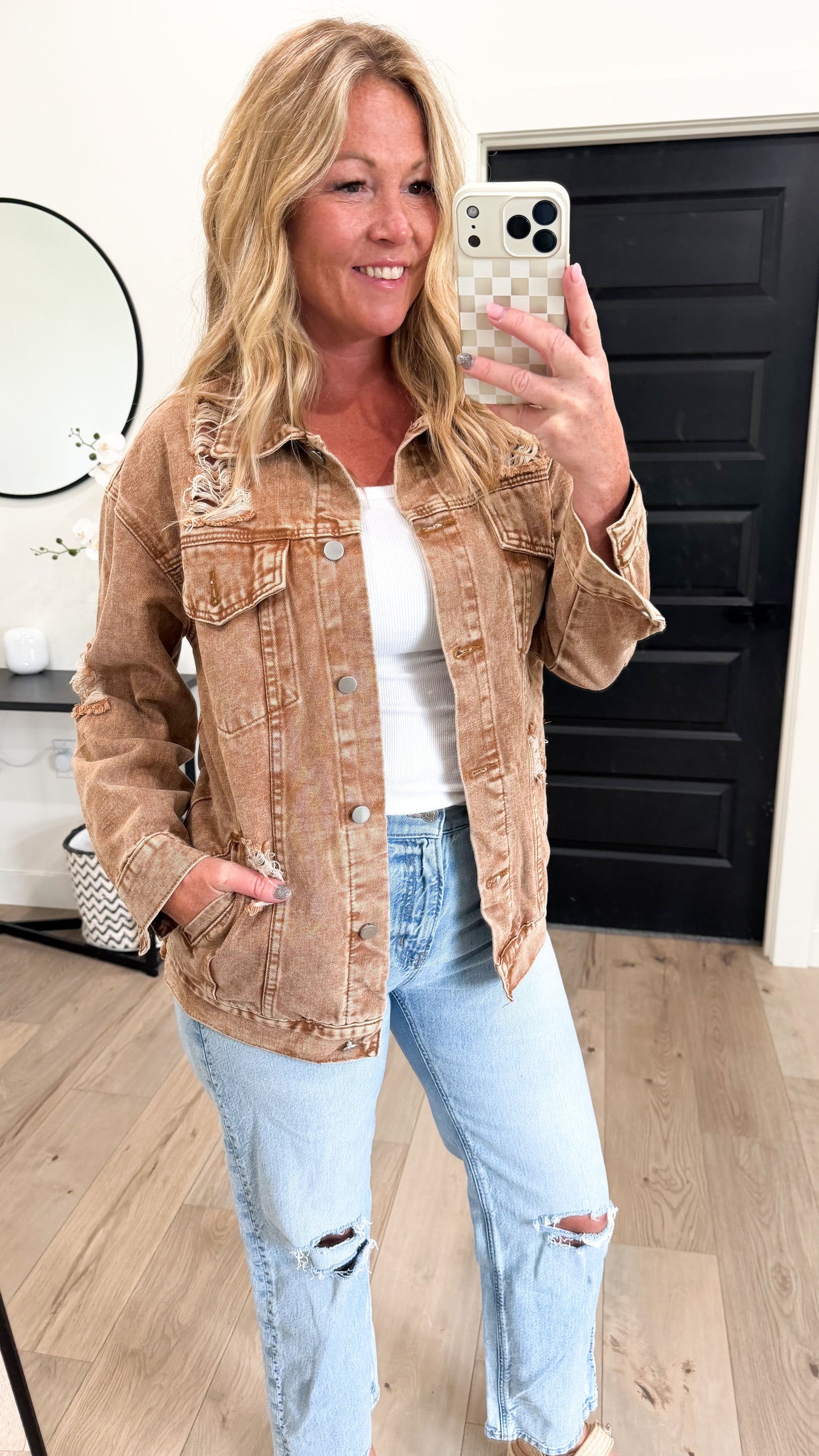 Washed Distressed Jean Jacket