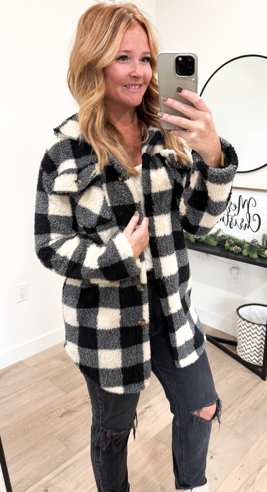 Buffalo Plaid Sherpa Jacket