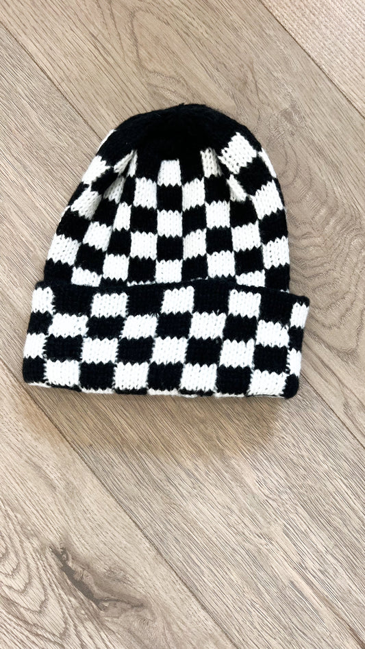 Knit Checkered Beanie