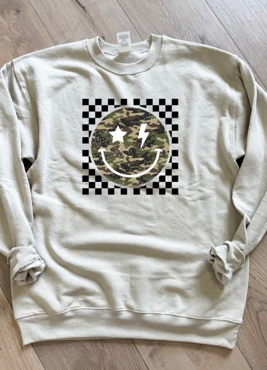 Camo Smiley Checkered Graphic
