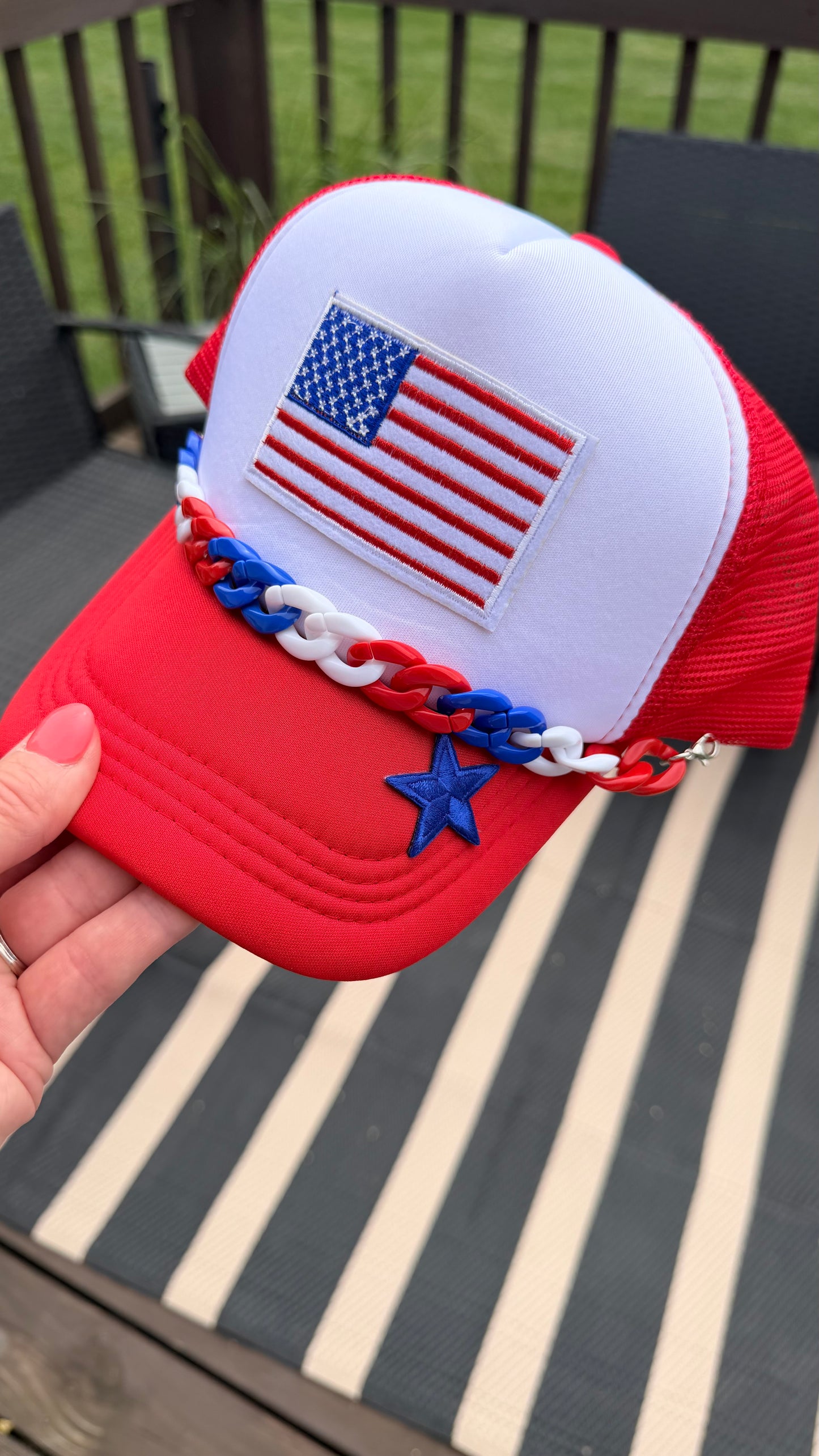 4th Trendy Flag Trucker Hat