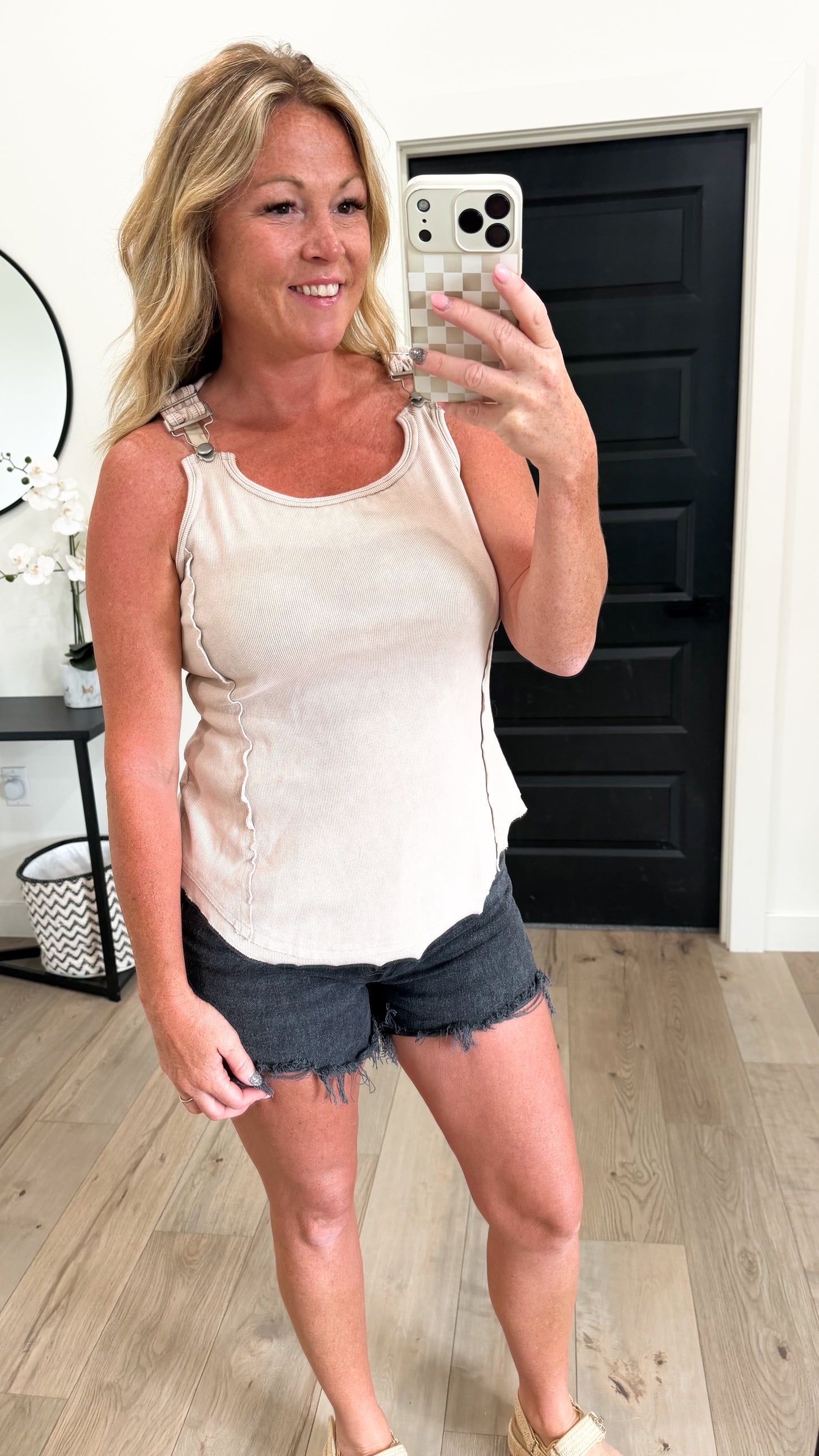 Washed Knit Buckle Tank