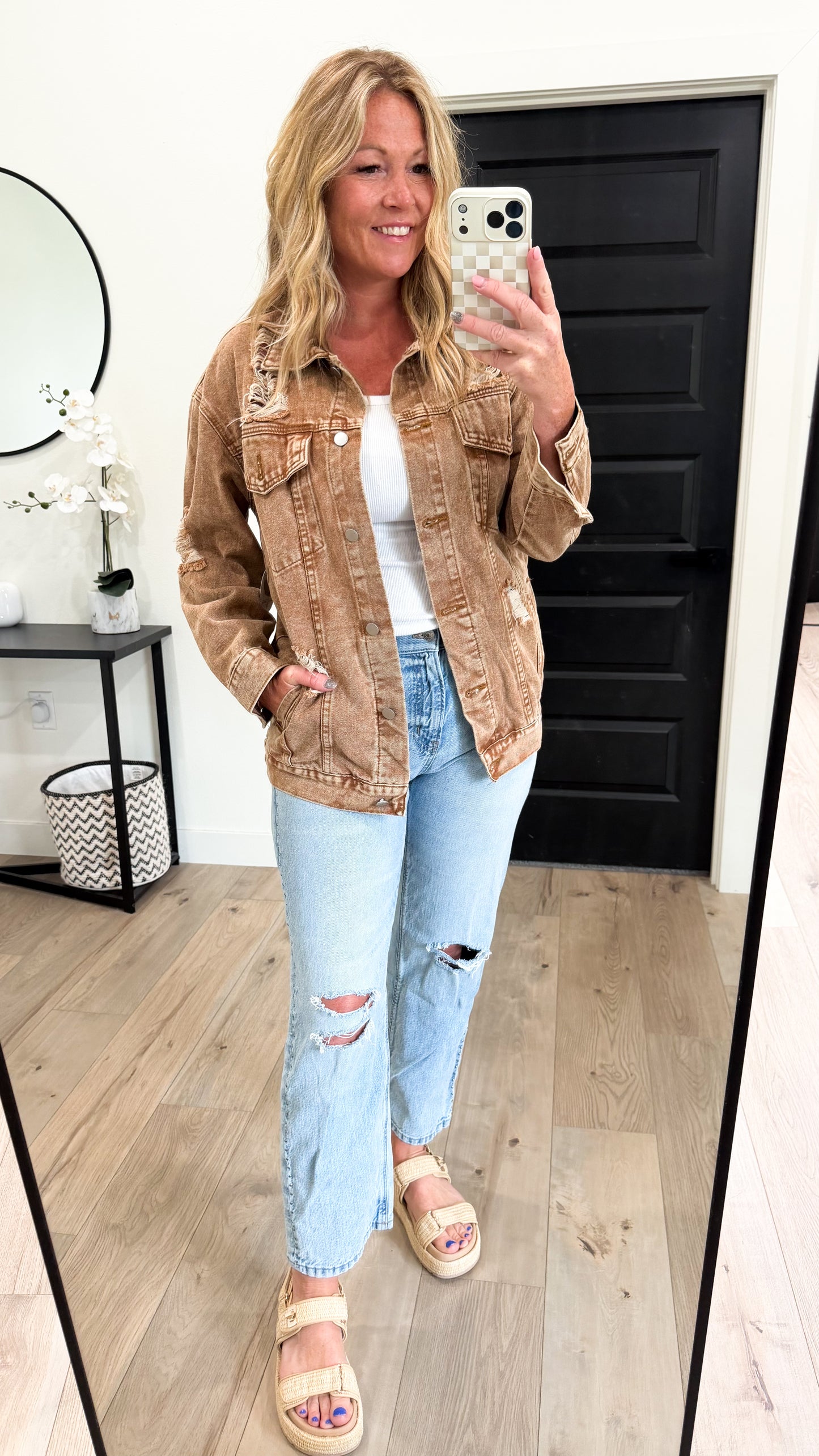 Washed Distressed Jean Jacket
