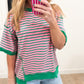 Oversized Striped Uneven Hem Top