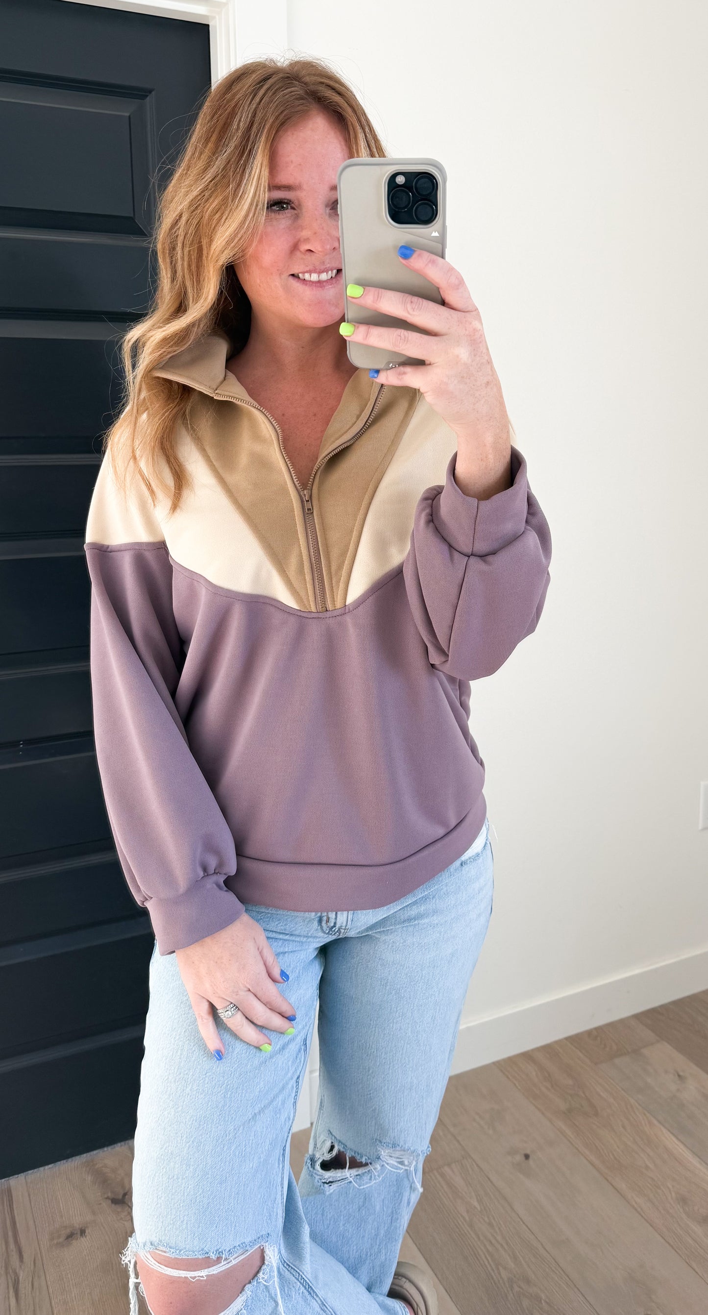 Color Block Collared Pullover