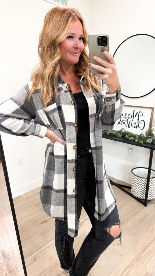Longer Length Bigger Plaid Coat