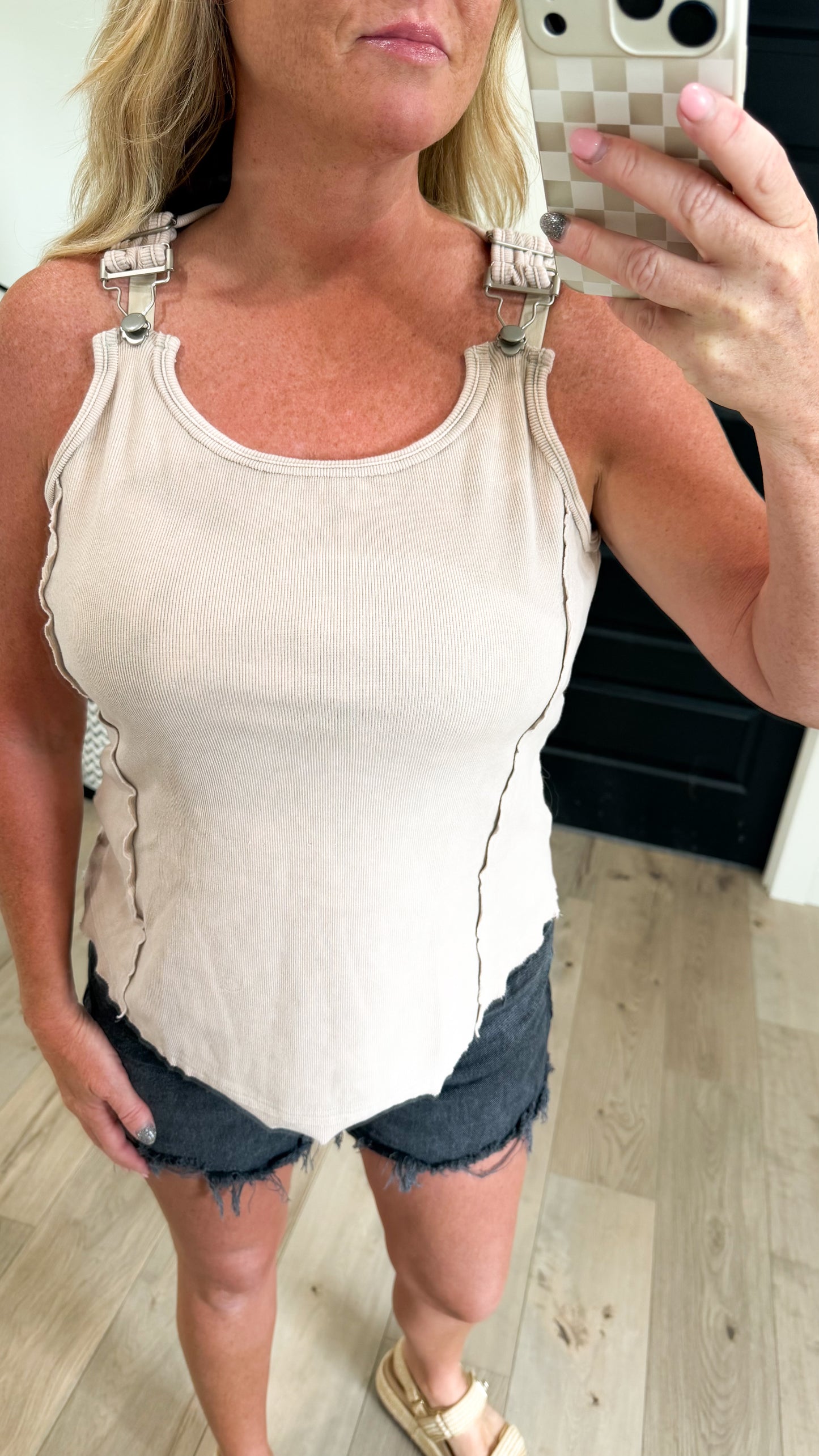 Washed Knit Buckle Tank