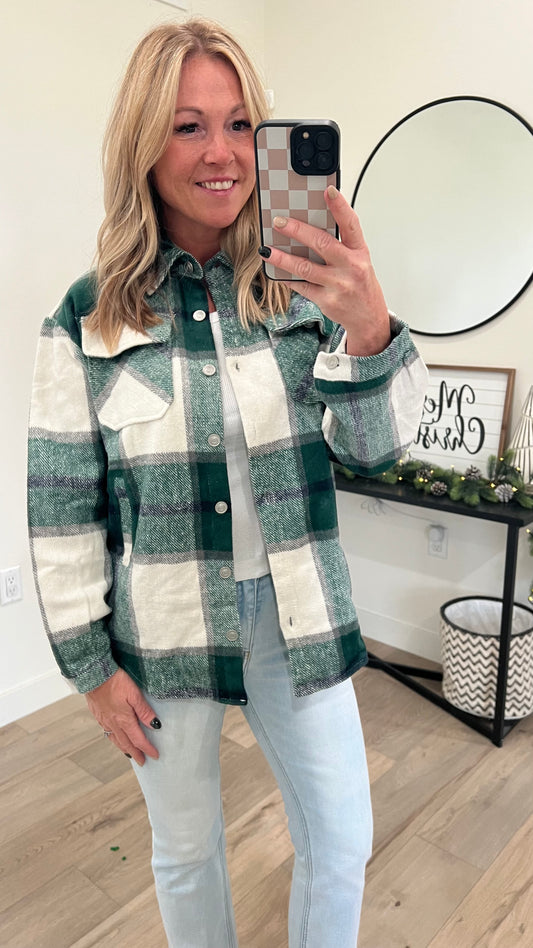 Green Plaid Flannel Shacket