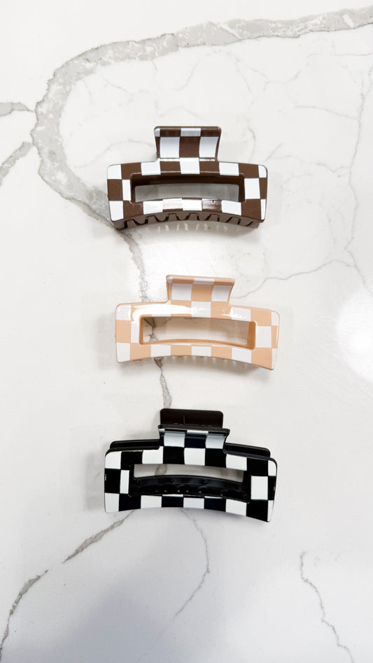 3 Piece Checkered Hair Clips