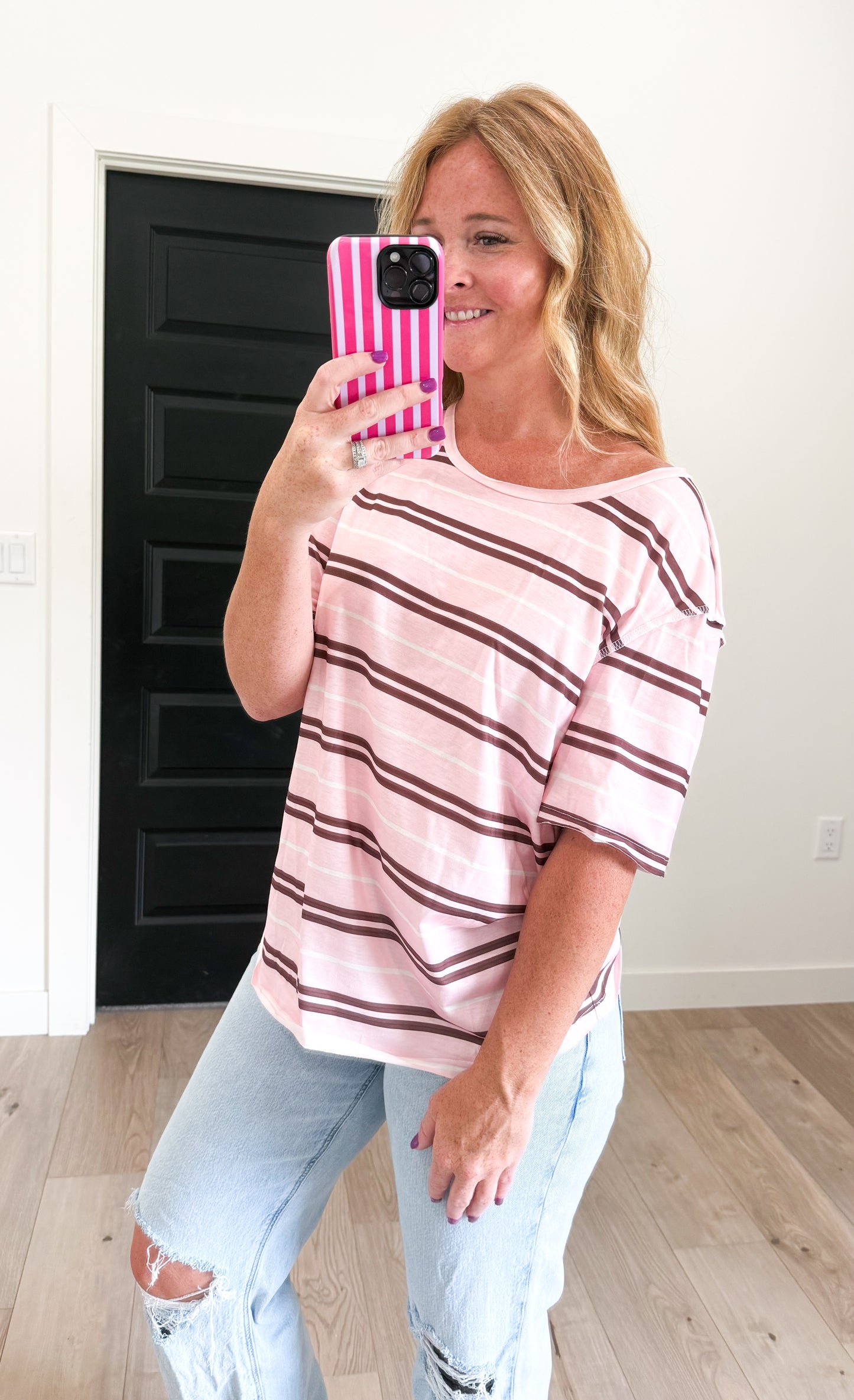 Striped Off The Shoulder Top