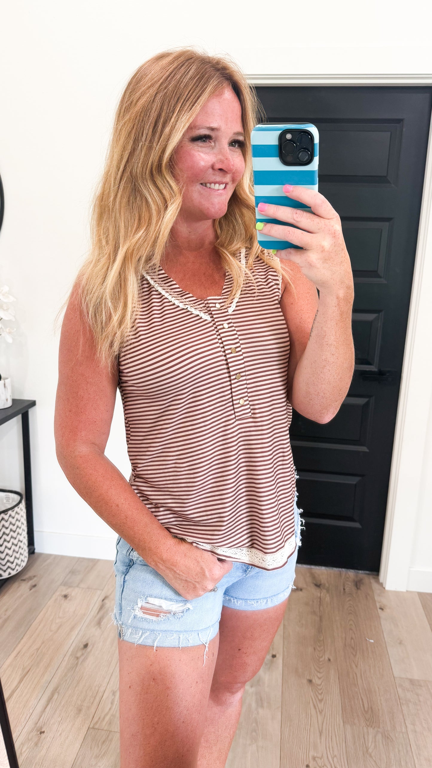Striped Lace Trim Tank