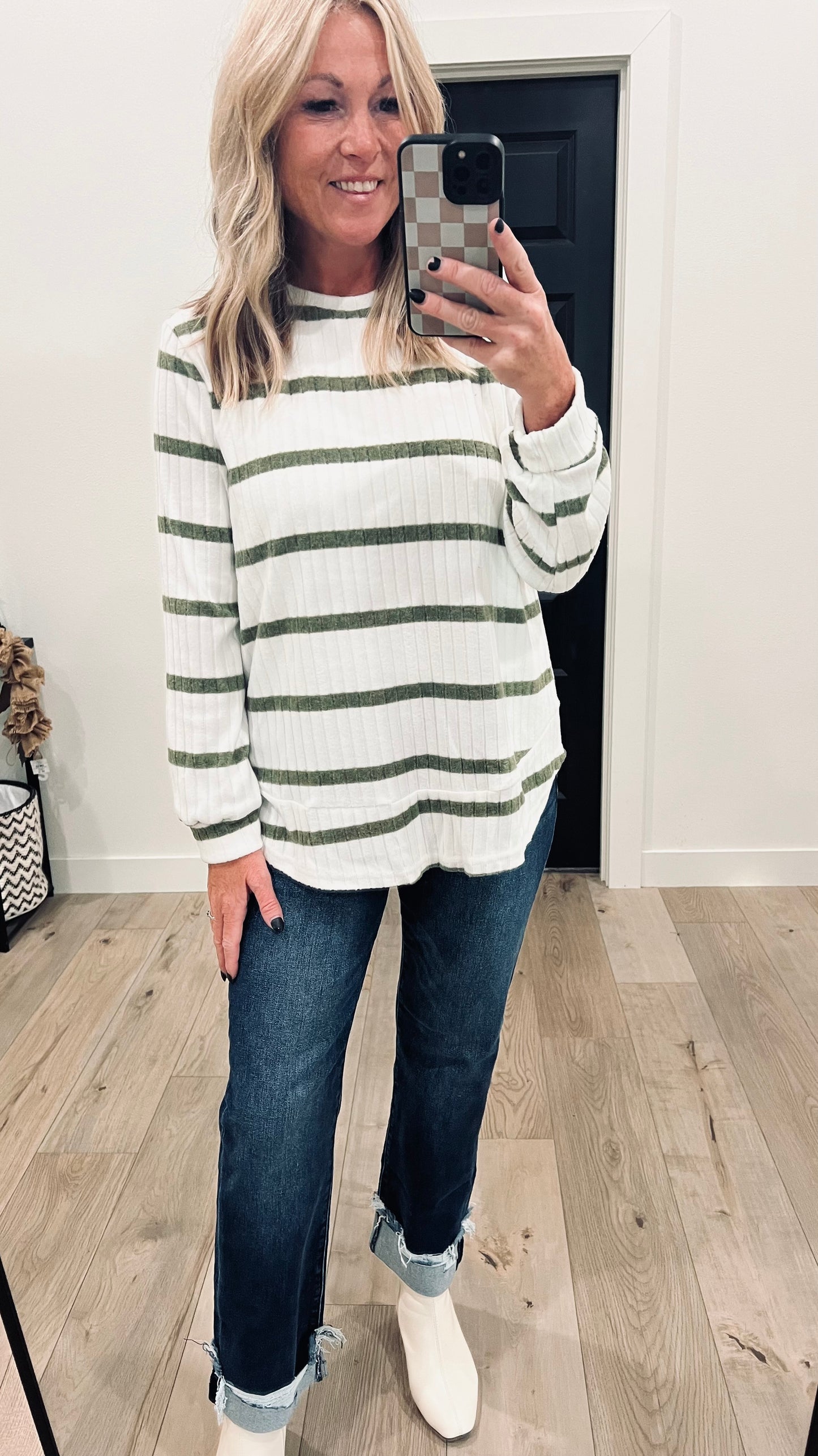 Ribbed Striped Pullover