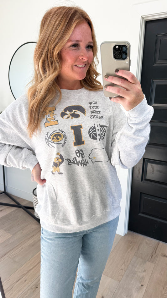 Retro Smiley Iowa Basketball Crew