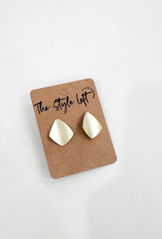 Square Gold Post Earring