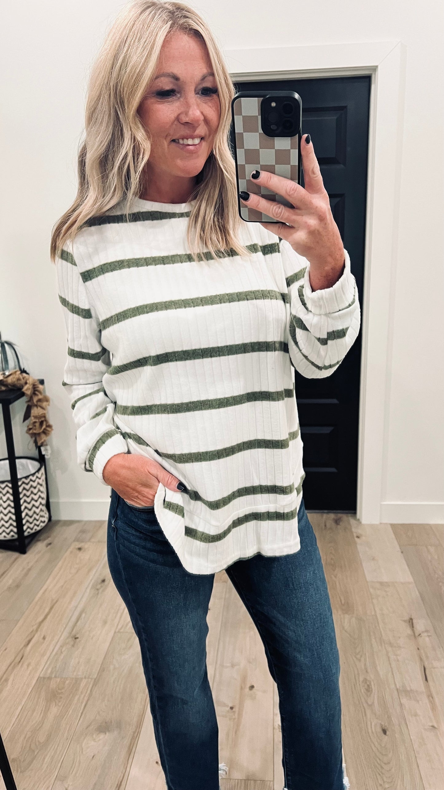 Ribbed Striped Pullover