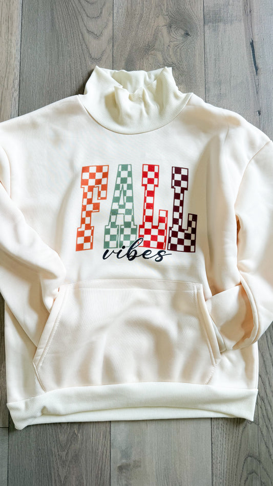 Checkered Fall Vibes Mock Neck