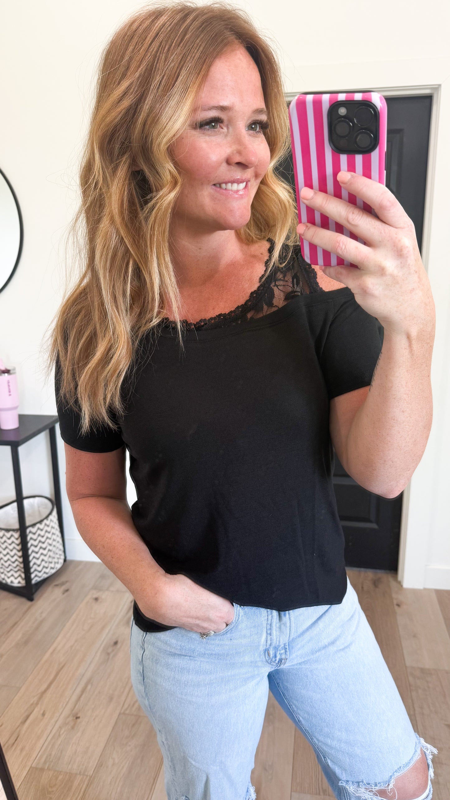 Lace Shoulder Top