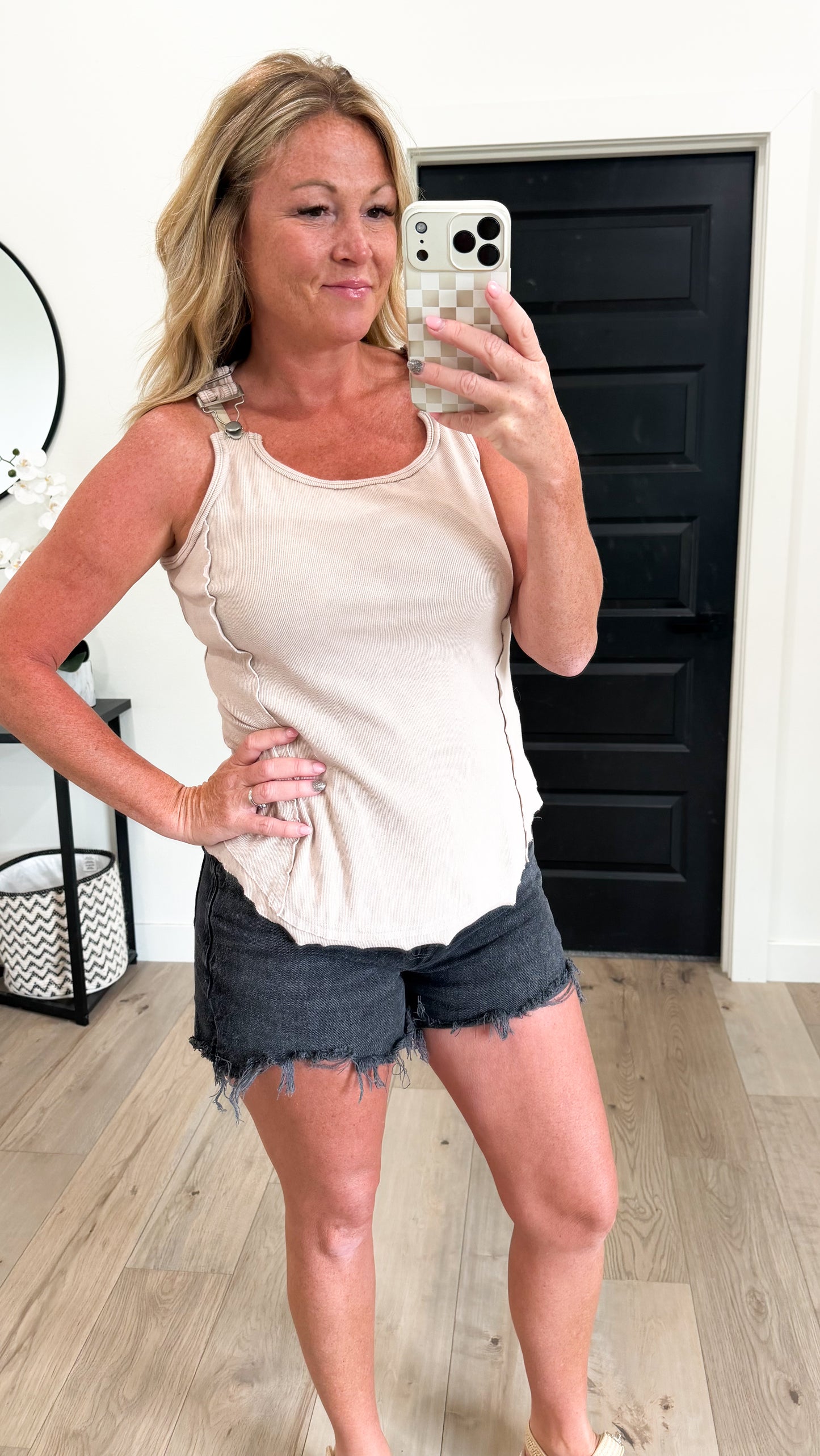 Washed Knit Buckle Tank
