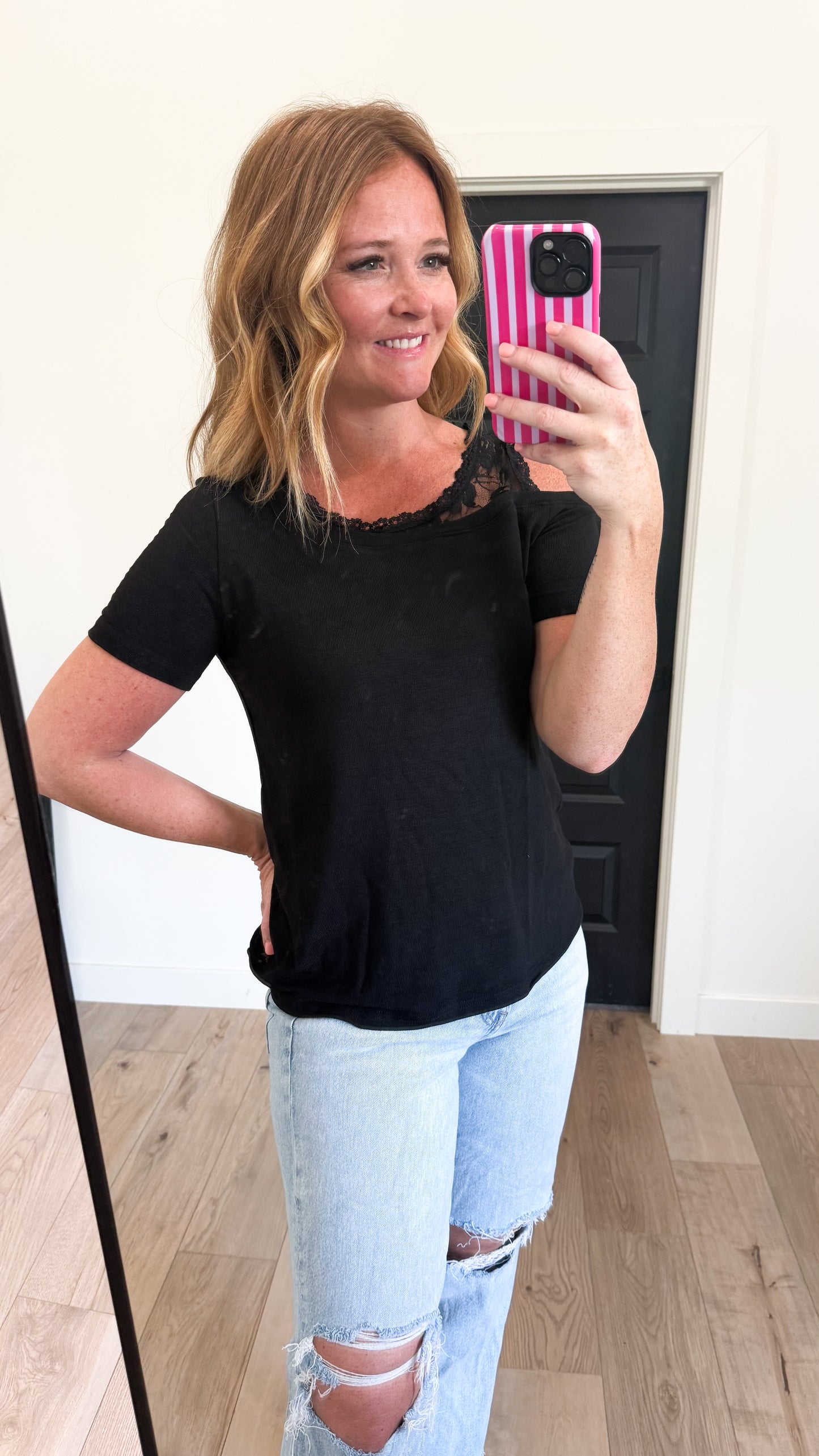 Lace Shoulder Top
