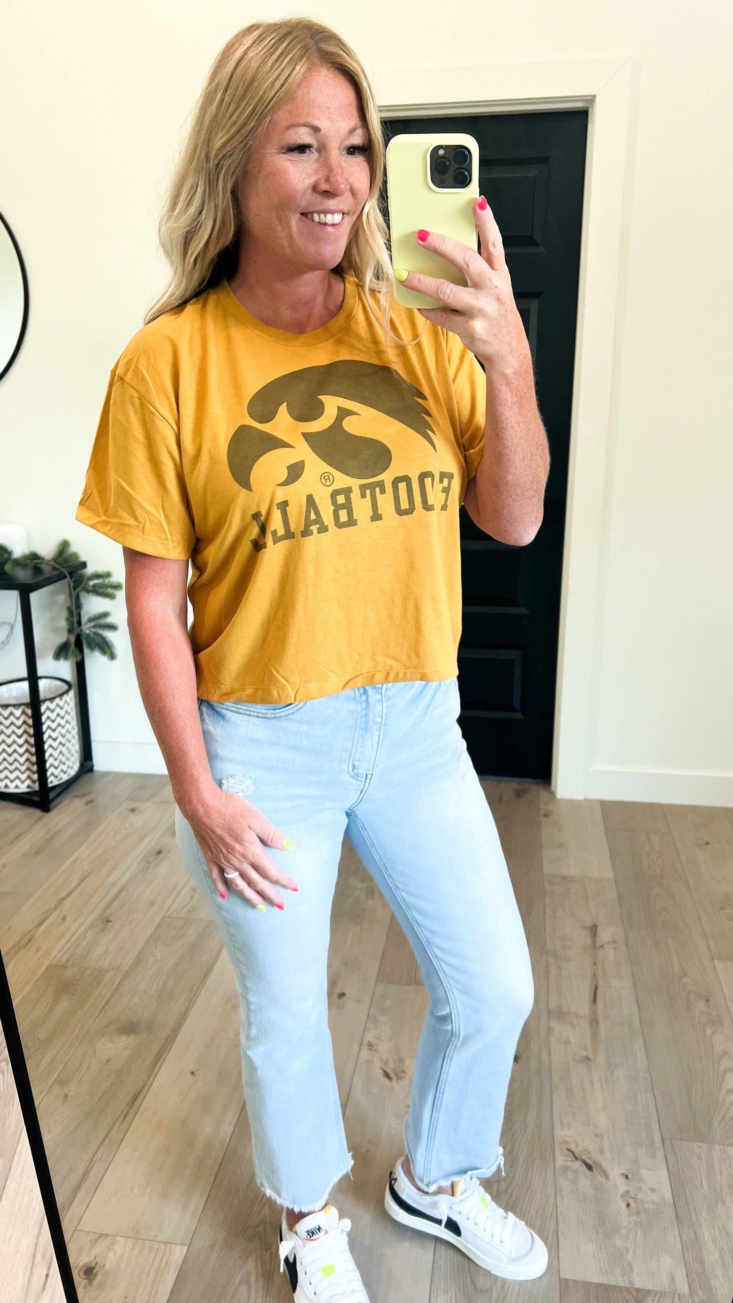Vintage Washed Iowa Football Crop Tee