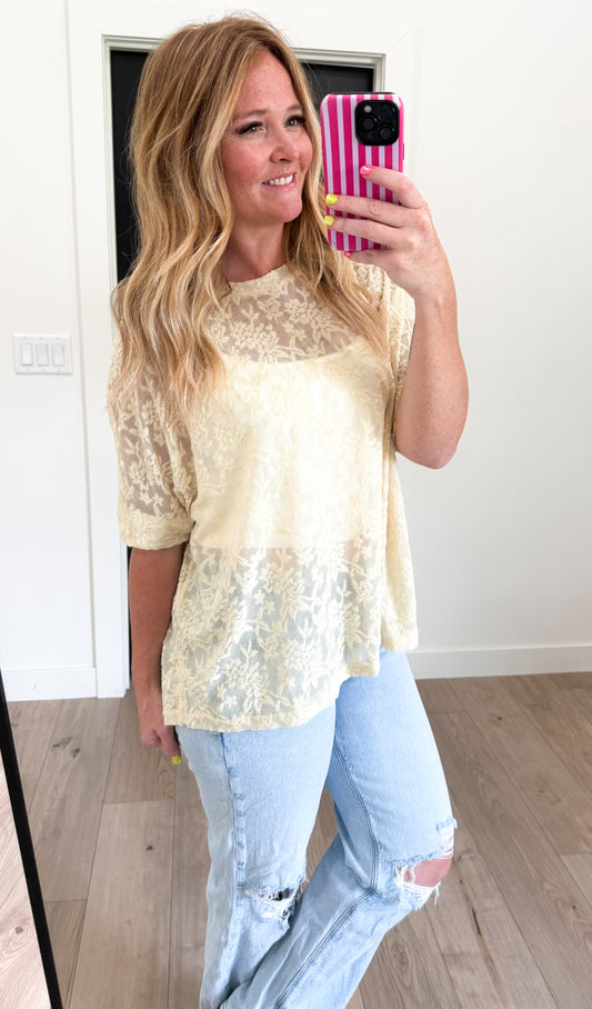 Lace Flowy Short Sleeve