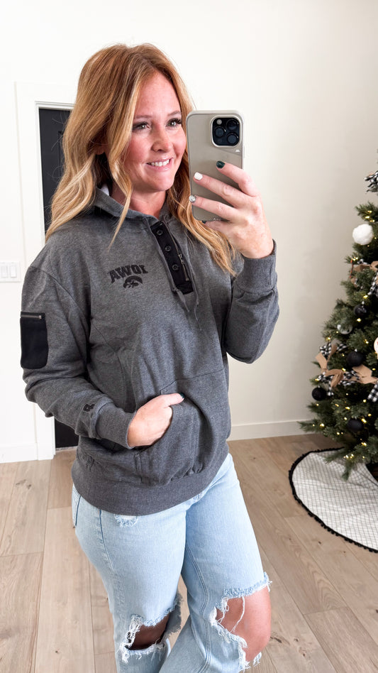 Iowa Half Button Zip Hoodie