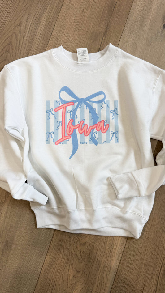 YOUTH Iowa Bow Tee/Crew